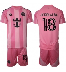 Men's Inter Miami CF #18 Jordi Alba 25-26 Pink Home Soccer Jersey Suit