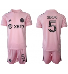 Men's Inter Miami CF #5 Sergio Pink 2023-24 Home Soccer Jersey