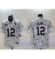 Men's New Orleans Saints #12 Chris Olave Arctic Camo 2024 FUSE Salute to Service Limited Stitched Jersey