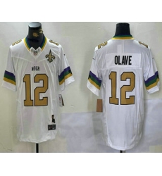 Men's New Orleans Saints #12 Chris Olave White Team 2024 FUSE Vapor Limited Stitched Jersey