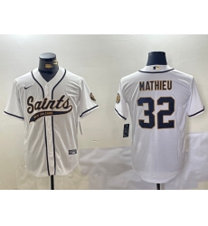 Men's New Orleans Saints #32 Tyrann Mathieu White Cool Base Stitched Baseball Jersey