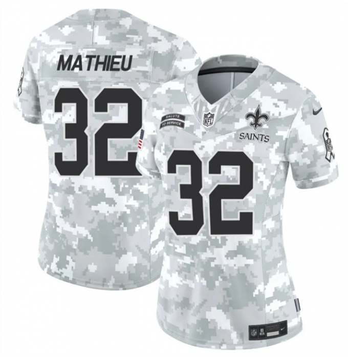 Women's New Orleans Saints #32 Tyrann Mathieu 2024 F.U.S.E Arctic Camo Salute To Service Limited Stitched Football Jersey(Run Small)