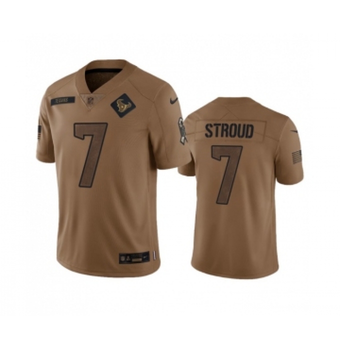 Men's Nike Houston Texans #7 C.J. Stroud 2023 Brown Salute To Service Limited Football Stitched Jersey