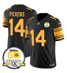 Men's Pittsburgh Steelers #14 George Pickens Black 2024 F U S E 50th Anniversary Of Super Bowl IX Color Rush Limited Stitched Jersey