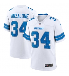 Men's Detroit Lions #34 Alex Anzalone White 2nd Alternate Game Nike Jersey