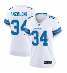 Women Detroit Lions #34 Alex Anzalone White Vapor Stitched Nike NFL Jersey