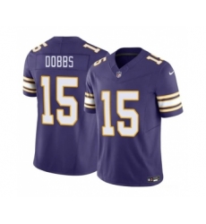 Men's Minnesota Vikings #15 Josh Dobbs Purple 2023 F.U.S.E. Throwback Limited Stitched Jersey
