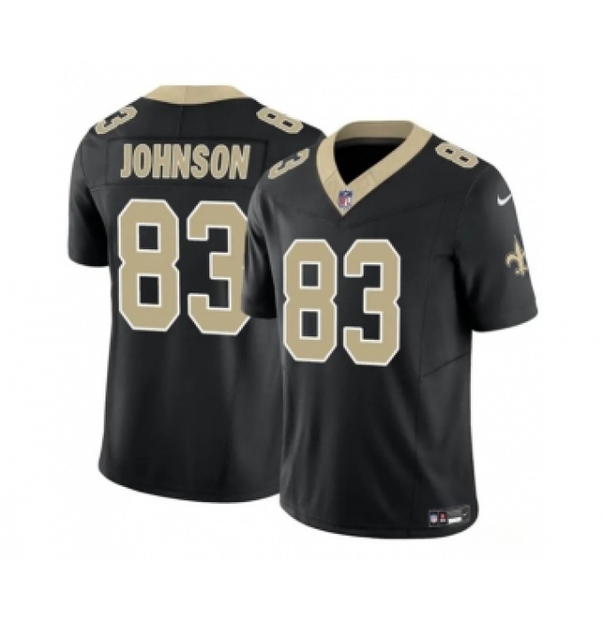 Men's New Orleans Saints #83 Juwan Johnson Black 2023 F.U.S.E. Vapor Untouchable Limited Football Stitched Jersey