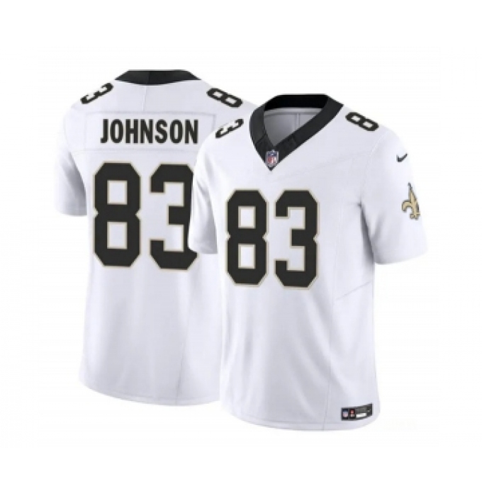 Men's New Orleans Saints #83 Juwan Johnson White 2023 F.U.S.E. Vapor Untouchable Limited Football Stitched Jersey