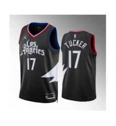 Men's Los Angeles Clippers #17 P.j. Tucker Black Statement Edition Stitched Jersey