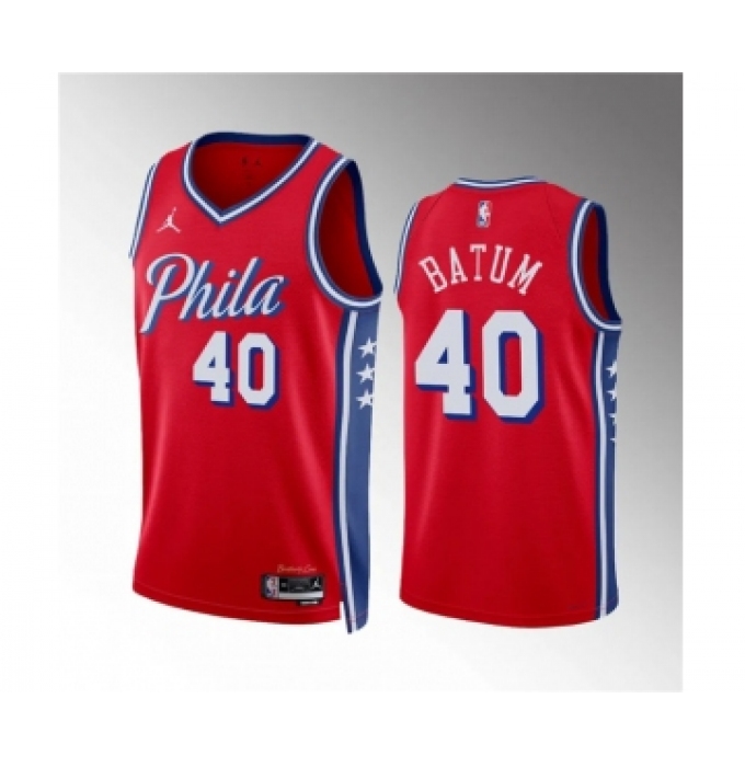 Men's Philadelphia 76ers #40 Nicolas Batum Red Statement Edition Stitched Jersey