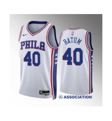 Men's Philadelphia 76ers #40 Nicolas Batum White Association Edition Stitched Jersey