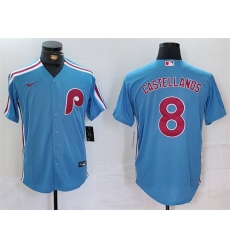 Men's Philadelphia Phillies #8 Nick Castellanos Blue Cool Base Stitched Jersey