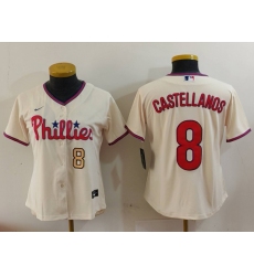 Women's Philadelphia Phillies #8 Nick Castellanos Cream Cool Base Jerseys