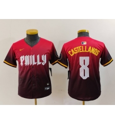 Youth Philadelphia Phillies #8 Nick Castellanos Red Red 2024 City Connect Limited Jersey