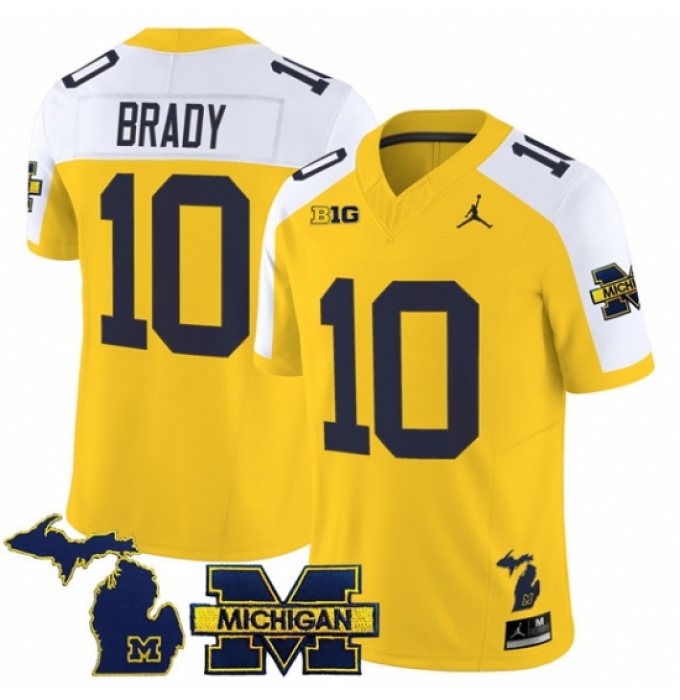 Men's Michigan Wolverines #10 Tom Brady Maize Alternate F U S E 2025 Vapor Limited Stitched Football Jersey