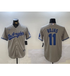 Men's Los Angeles Dodgers #11 Miguel Rojas Grey With los Cool Base Stitched Jersey