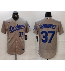 Men's Los Angeles Dodgers #37 Teoscar Hernandez Number Grey Flex Base Stitched Jerseys