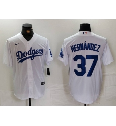Men's Los Angeles Dodgers #37 Teoscar Hernandez White Cool Base Stitched Jersey