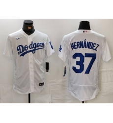 Men's Los Angeles Dodgers #37 Teoscar Hernandez White Flex Base Stitched Jersey