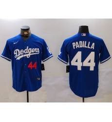 Men's Los Angeles Dodgers #44 Vicente Padilla Number Blue Cool Base Stitched Jersey