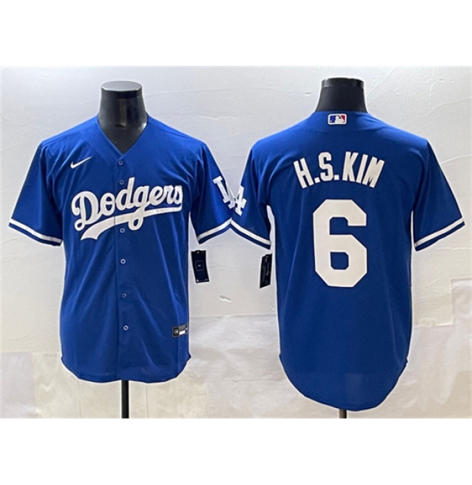 Men's Los Angeles Dodgers #6 H.S.Kim Royal Cool Base Stitched Baseball Jersey