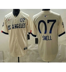 Men's Los Angeles Dodgers #7 Blake Snell Cream 2024 City Connect Limited Stitched Jersey