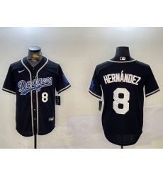 Men's Los Angeles Dodgers #8 Enrique Hernández Black Cool Base Stitched Baseball Jersey