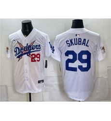 Men's Los Angeles Dodgers x One Piece #29 Tarik Skubal White Vapor Premier Limited Baseball Jersey