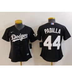 Women's Los Angeles Dodgers #44 Vicente Padilla Black Cool Base Stitched Jersey