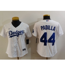 Women's Los Angeles Dodgers #44 Vicente Padilla White Cool Base Stitched Jersey