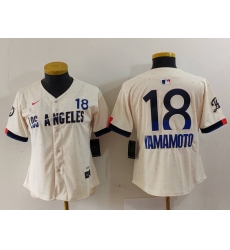 Youth Los Angeles Dodgers #18 Yoshinobu Yamamoto Cream 2024 City Connect Limited Jersey