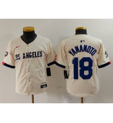 Youth Los Angeles Dodgers #18 Yoshinobu Yamamoto Cream 2024 City Connect Limited Stitched Jersey