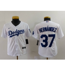 Youth Los Angeles Dodgers #37 Teoscar Hernandez White Cool Base Stitched Jersey