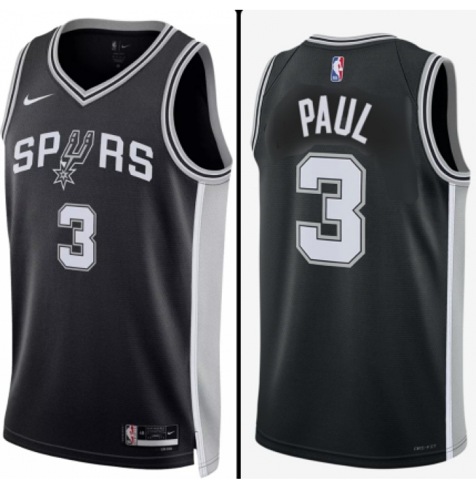 Men' San Antonio Spurs #3 Chris Paul Black Association Edition Stitched Jersey