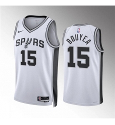 Men's San Antonio Spurs #15 Jamaree Bouyea White Association Edition Stitched Basketball Jersey