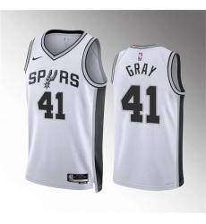 Men's San Antonio Spurs #41 Raiquan Gray White Association Edition Stitched Basketball Jersey