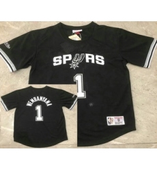 Men's San Antonio Spurs #1 Victor Wembanyama Black Short-Sleeved Swingman Stitched Throwback Jersey