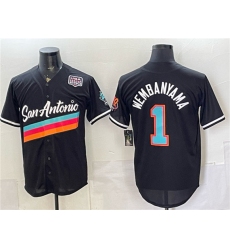 Men's San Antonio Spurs #1 Victor Wembanyama Black USA 250 City Edition Stitched Baseball Jersey