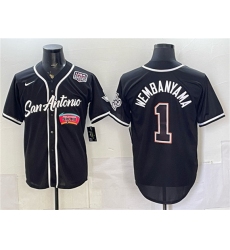 Men's San Antonio Spurs #1 Victor Wembanyama Black USA 250 Stitched Baseball Jersey