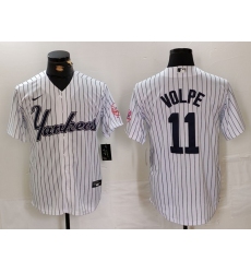 Men's New York Yankees #11 Anthony Volpe White Pinstripe Fashion Cool Base Jersey