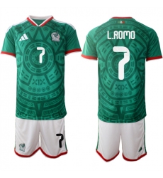 Men's Mexico #7 Luis Romo Green 2025-26 Home Soccer Jersey Suit