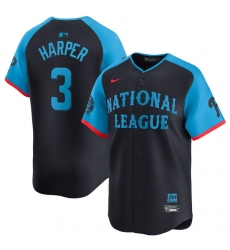 Men's National League #3 Bryce Harper Navy 2024 All-Star Limited Stitched Baseball Jersey