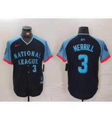 Men's San Diego Padres #3 Jackson Merrill Number Navy 2024 All Star Limited Stitched Jersey