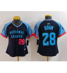 Women's Philadelphia Phillies #28 Alec Bohm Number Navy 2024 All Star Limited Stitched Jersey