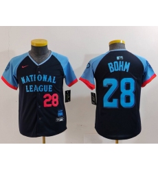 Youth Philadelphia Phillies #28 Alec Bohm Number Navy 2024 All Star Limited Stitched Jersey