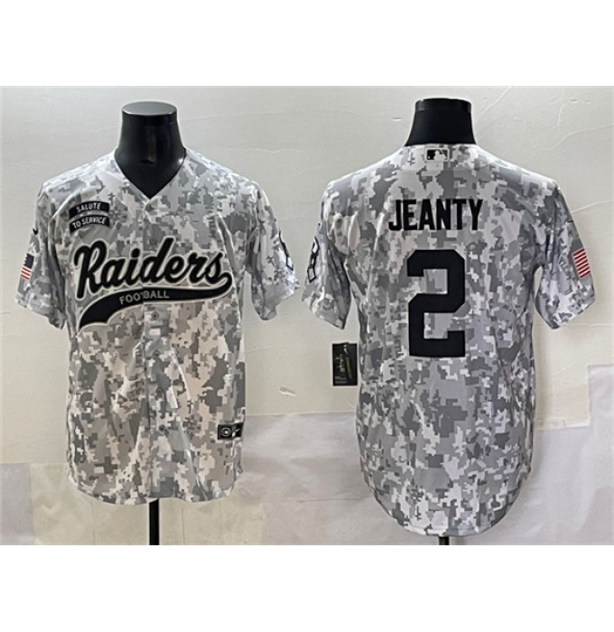 Men's Las Vegas Raiders #2 Ashton Jeanty 2024 Arctic Camo Salute to Service Stitched Baseball Jersey