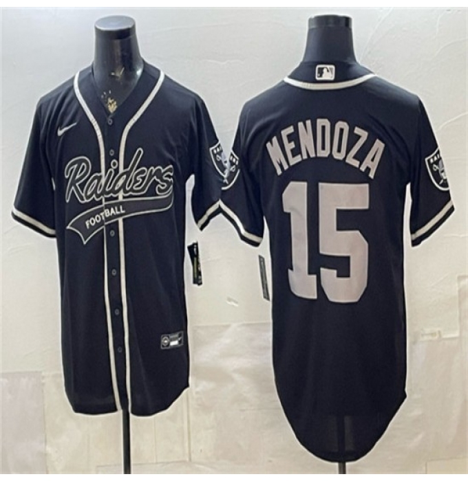 Men's Las Vegas Raiders #15 Fernando Mendoza Black Cool Base Stitched Baseball Jersey