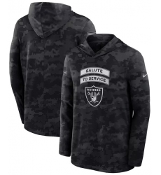Men's Las Vegas Raiders Black 2026 Salute to Service Sideline Lightweight Dri-FIT Long Sleeve Hoodie