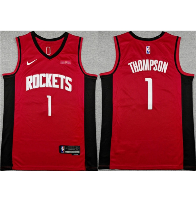 Men's Houston Rockets #1 Amen Thompson Red Icon Edition Stitched Jersey